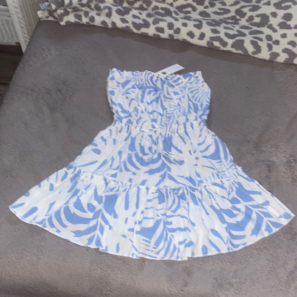 NWT small pretty white and blue dress